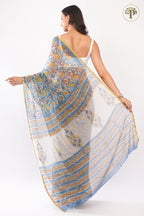 Blue Sanganeri Chiffon Saree