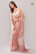 Pink Sanganeri Chiffon Saree