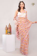 Pink Sanganeri Chiffon Saree
