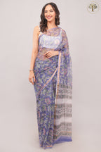 Purple- Sanganeri Kota Doria Saree