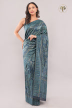 Kong Posh Jade Blue Kashmiri Jamawari Saree