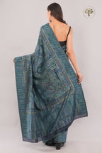 Kong Posh Jade Blue Kashmiri Jamawari Saree