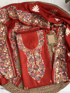 Chilli Red Aari Embroidered Woolen Suit Set