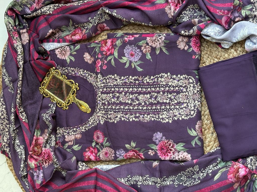 Corded Pashmina with Resham Handwork
