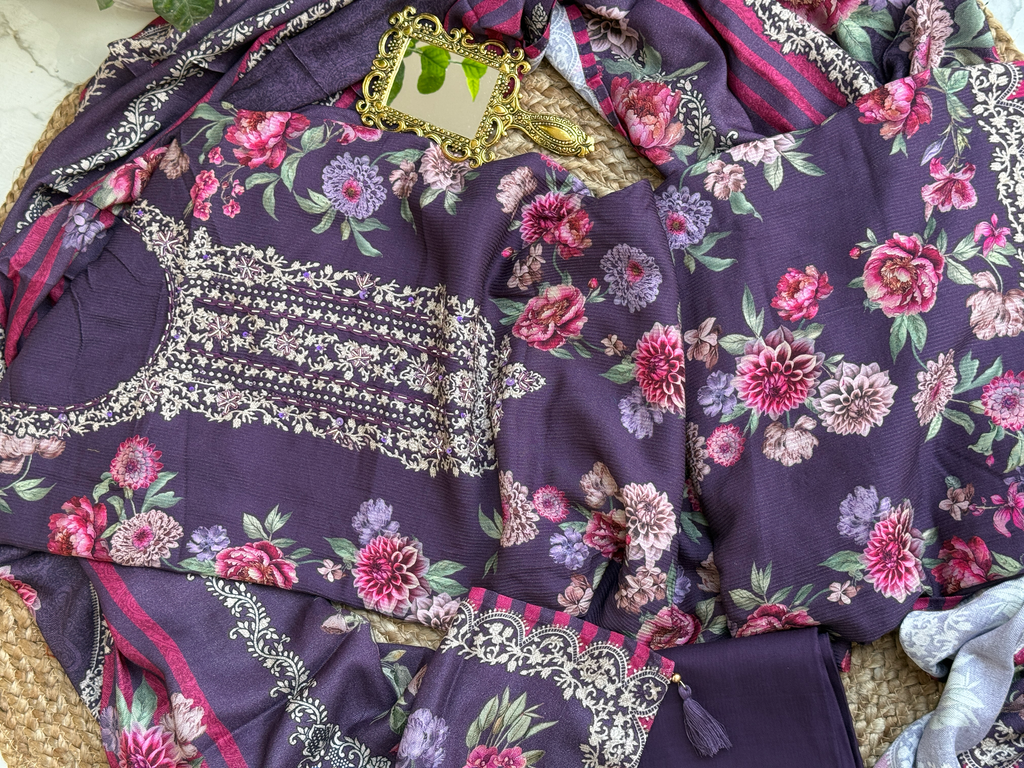 Corded Pashmina with Resham Handwork