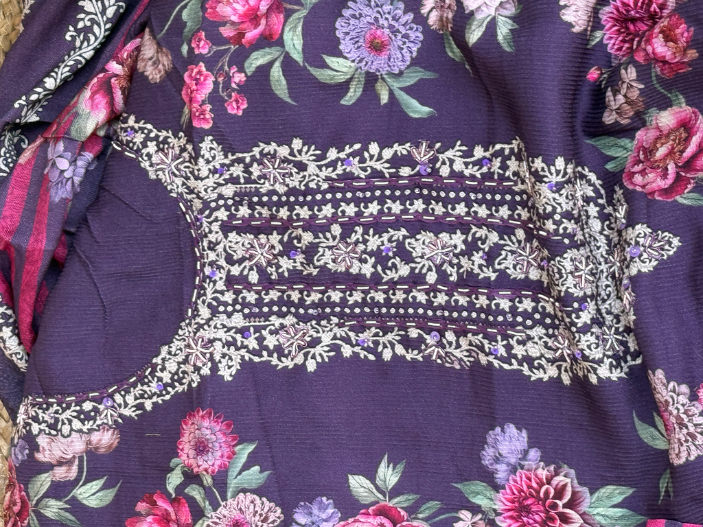 Corded Pashmina with Resham Handwork