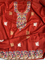 Chilli Red Aari Embroidered Woolen Suit Set
