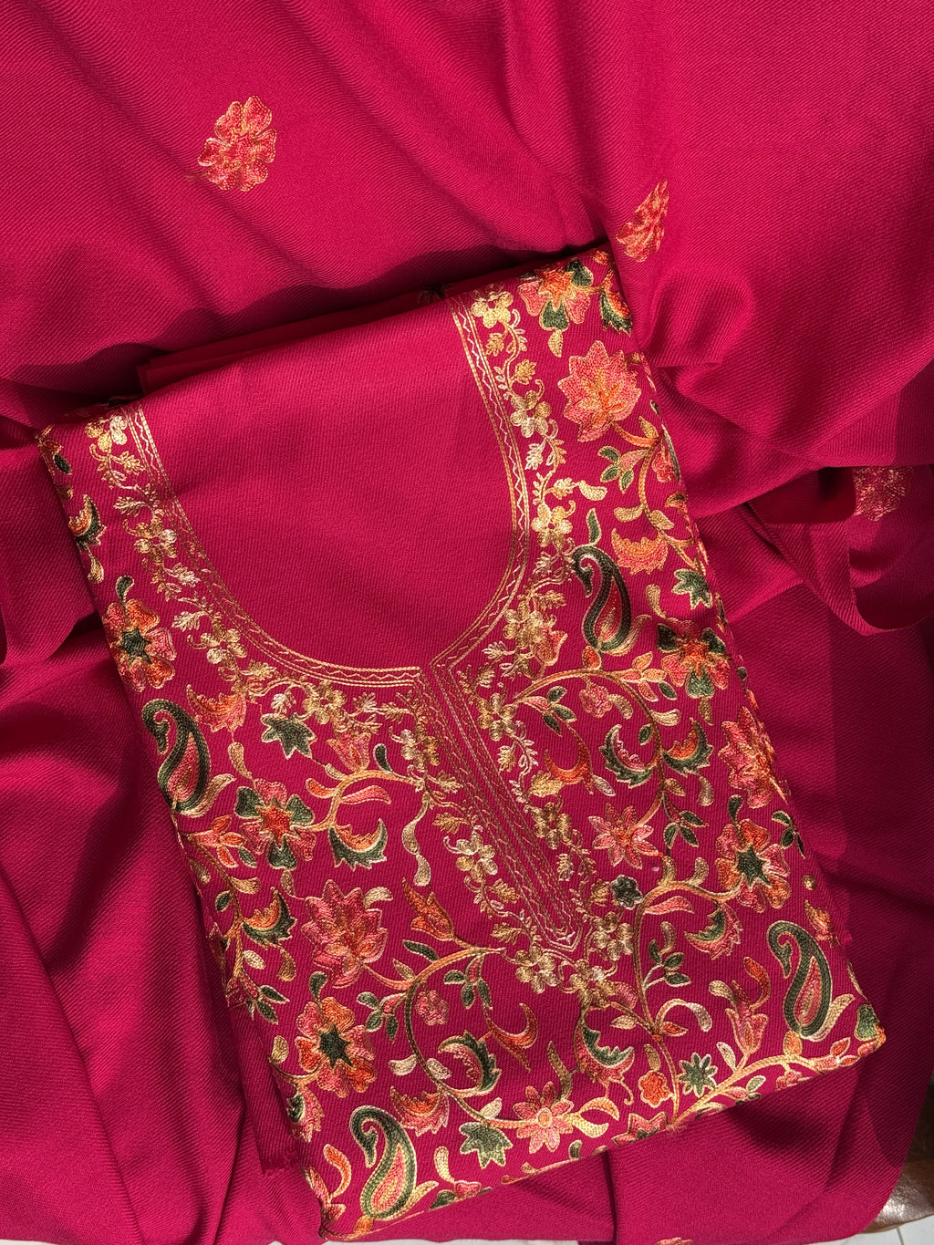 Rani Pink Kashmiri Aari Embroidery Suit