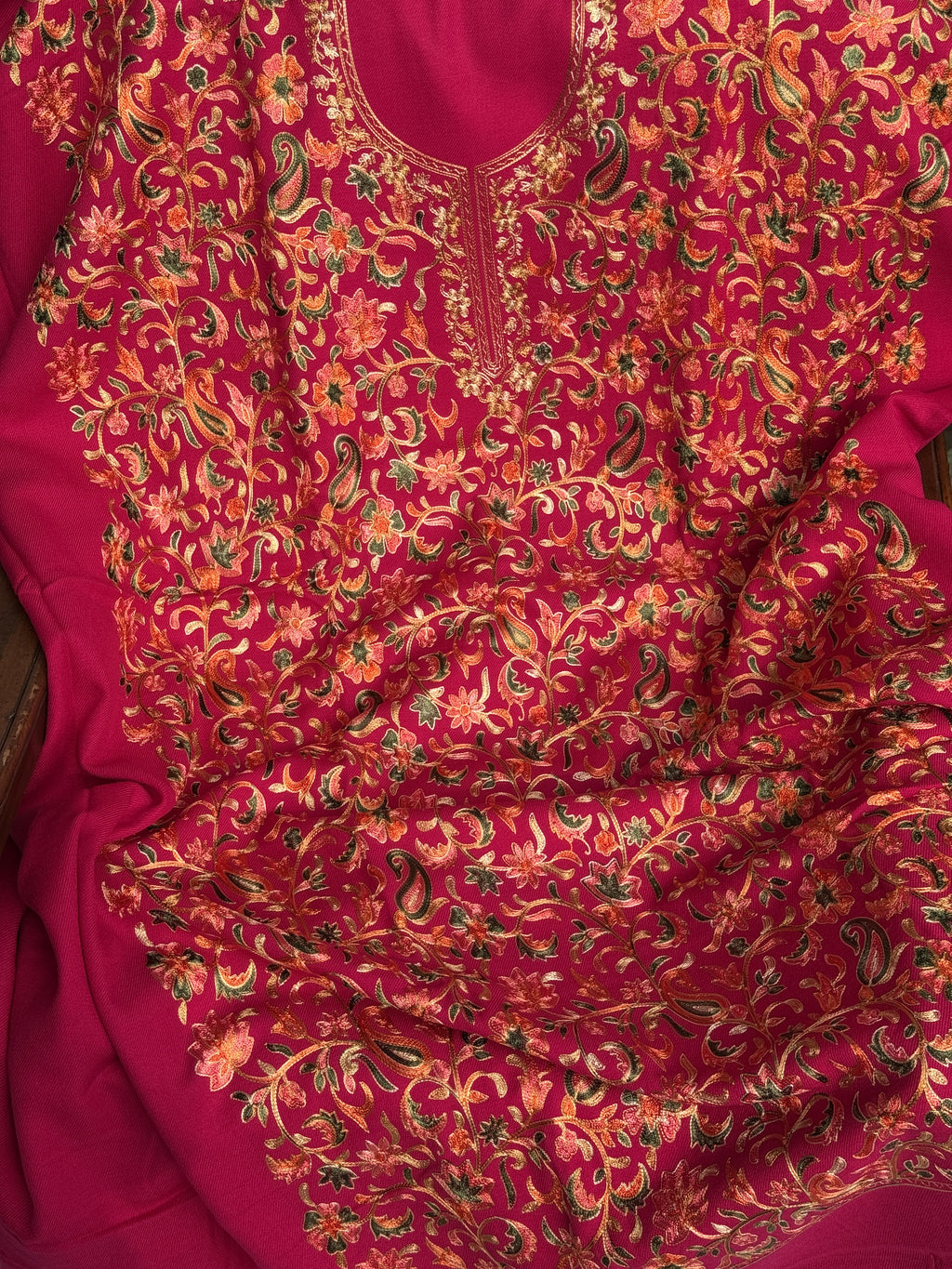 Rani Pink Kashmiri Aari Embroidery Suit