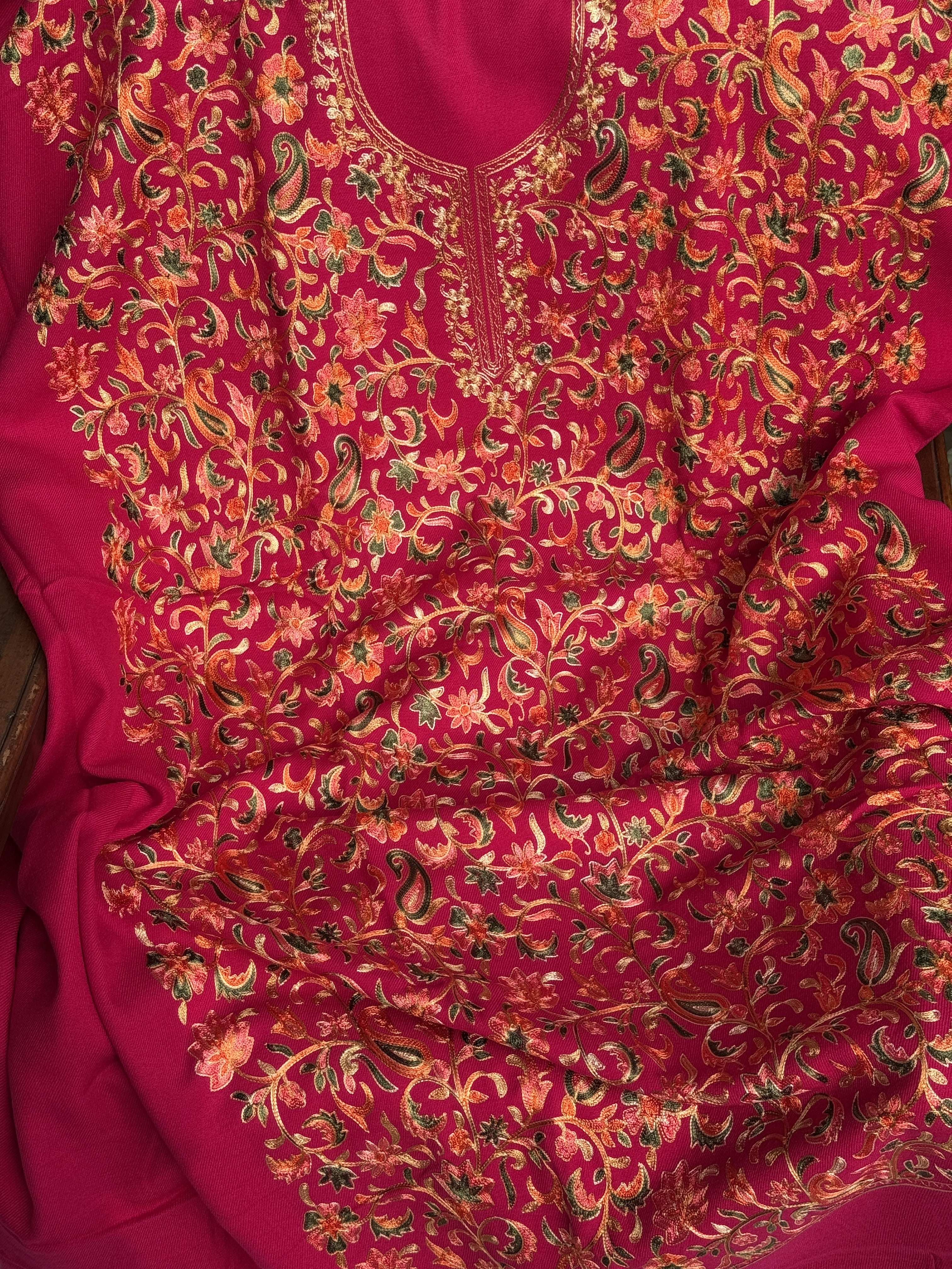 Rani Pink Kashmiri Aari Embroidery Suit