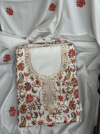 Ivory White Kashmiri Multi-Color Aari Suit Set