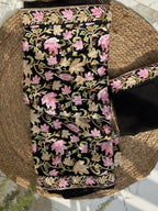 Midnight Black Georgette Saree in Multi-Color Resham Aari