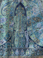 Jade Blue Green Kashmiri Jamawari Silk Saree