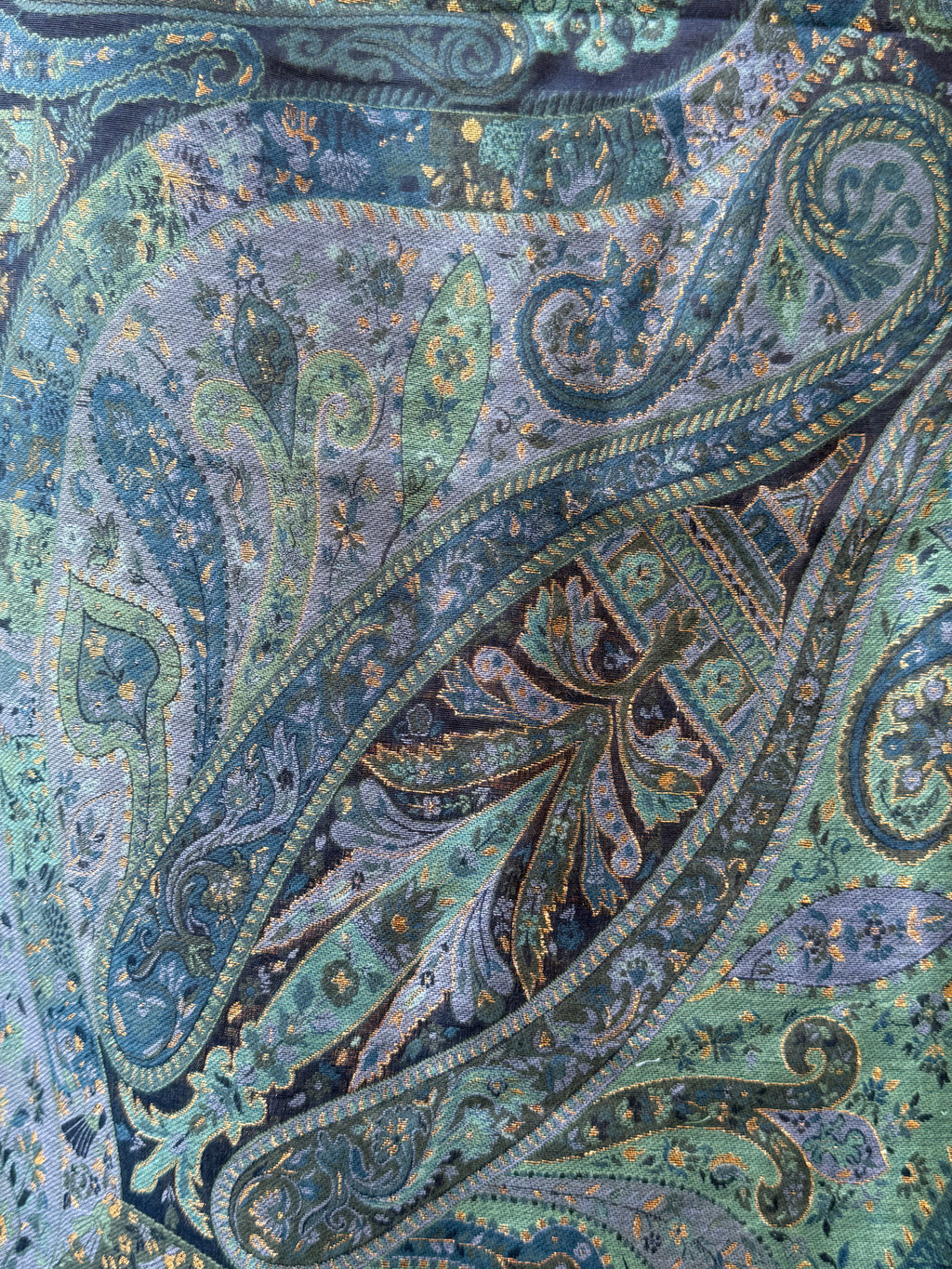 Jade Blue Green Kashmiri Jamawari Silk Saree