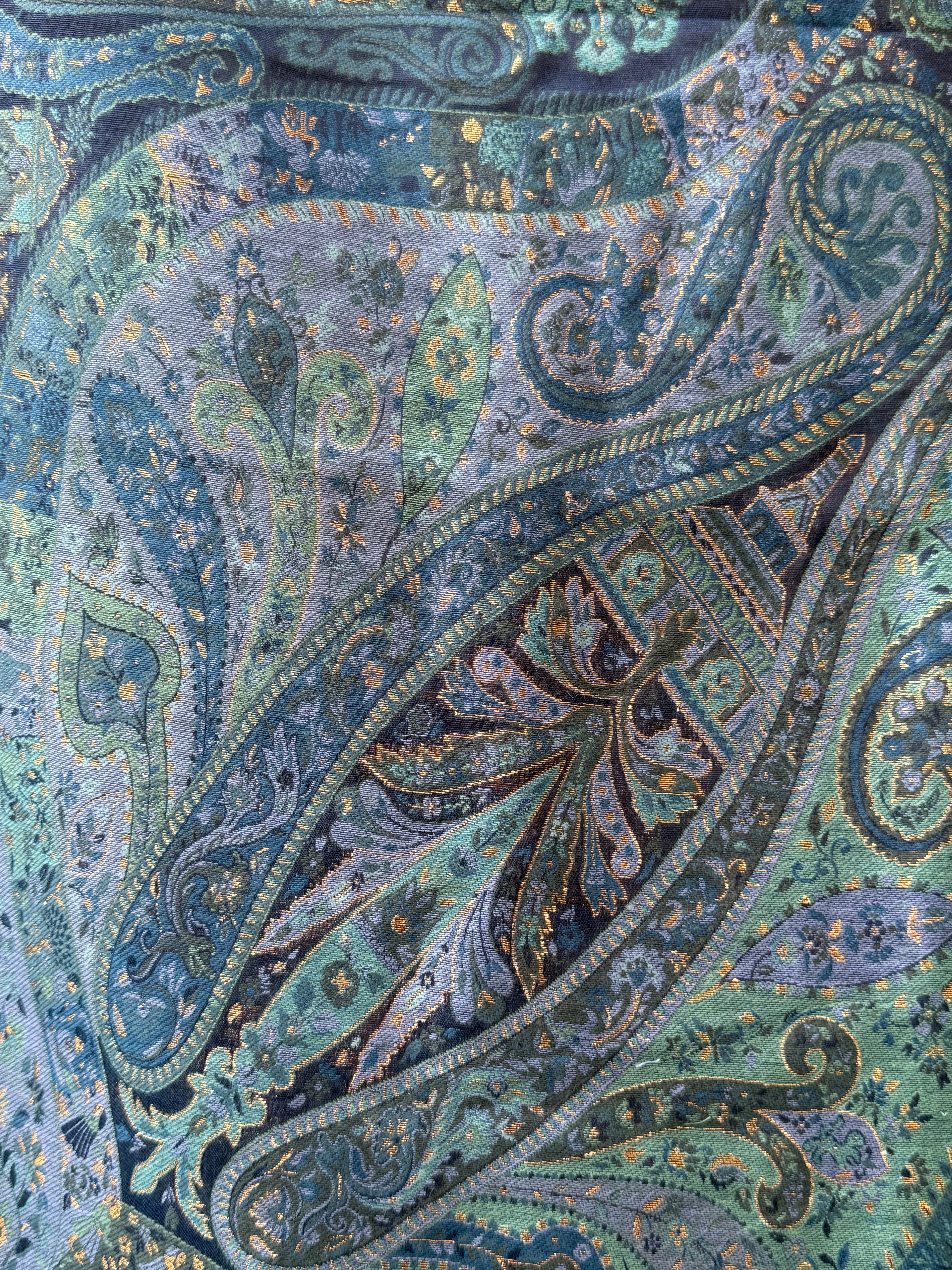 Jade Blue Green Kashmiri Jamawari Silk Saree