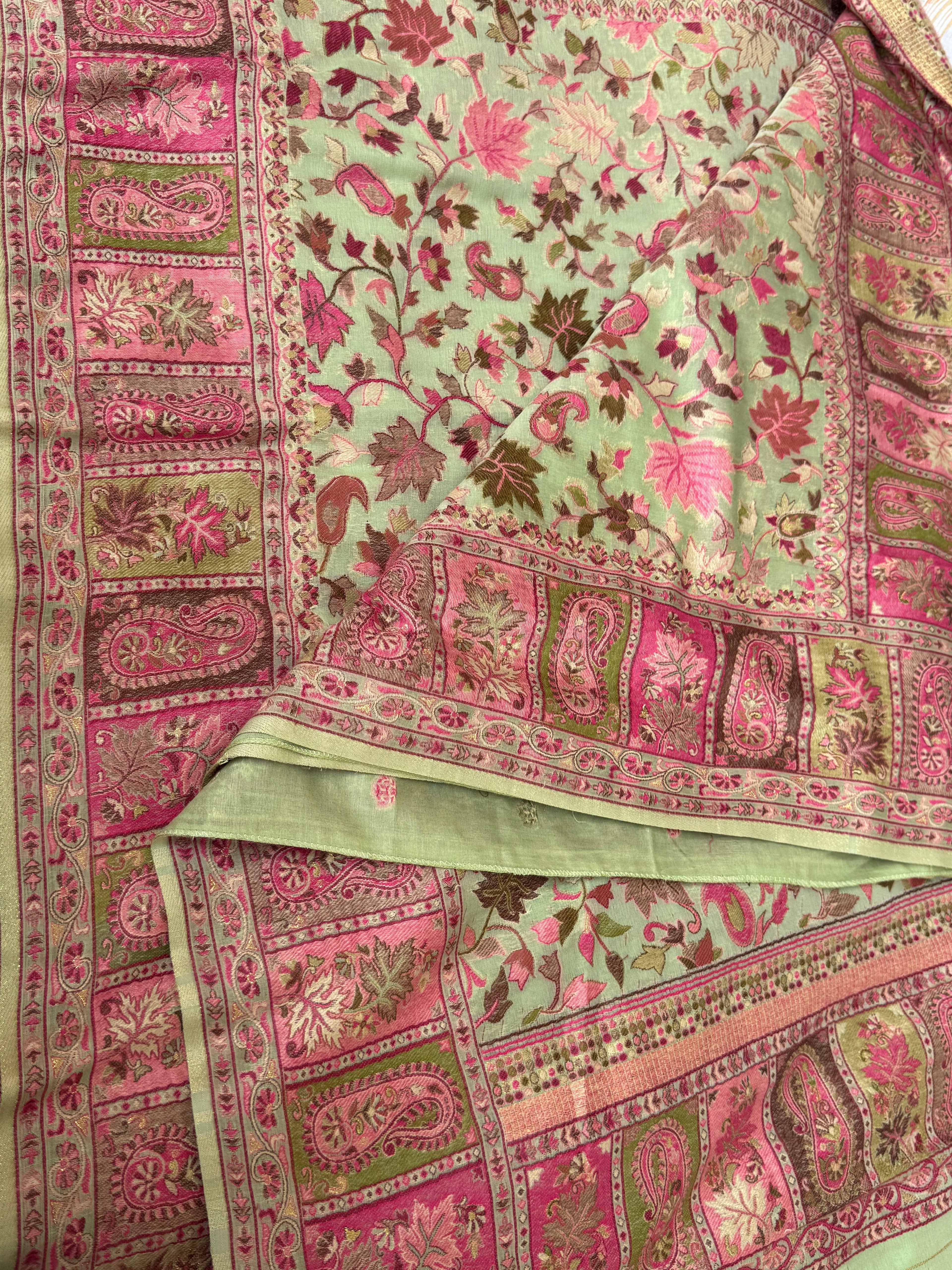 Pista Green Kashmiri Kani Silk Saree