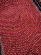 Surkh - Pure Modal Silk Handblocked Ajrakh Saree with Stitched Real Mirrors