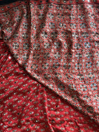 Surkh - Pure Modal Silk Handblocked Ajrakh Saree with Stitched Real Mirrors