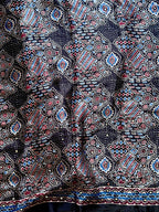 Siyah- Pure Modal Silk Handblocked Ajrakh Saree with Stitched Real Mirrors