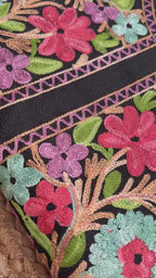 Midnight Black Multi-Color Aari Yoke Kurta Set